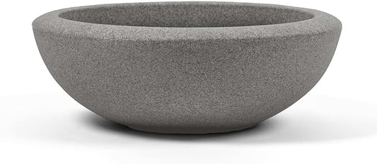 ARBORA 26" Santorini Bowl Polyresin Indoor and Outdoor Planter with Stone Blend Concrete Finish - Durable, Weatherproof, Lightweight, Large Plant Pot for Patio, Garden, Deck, Entryway