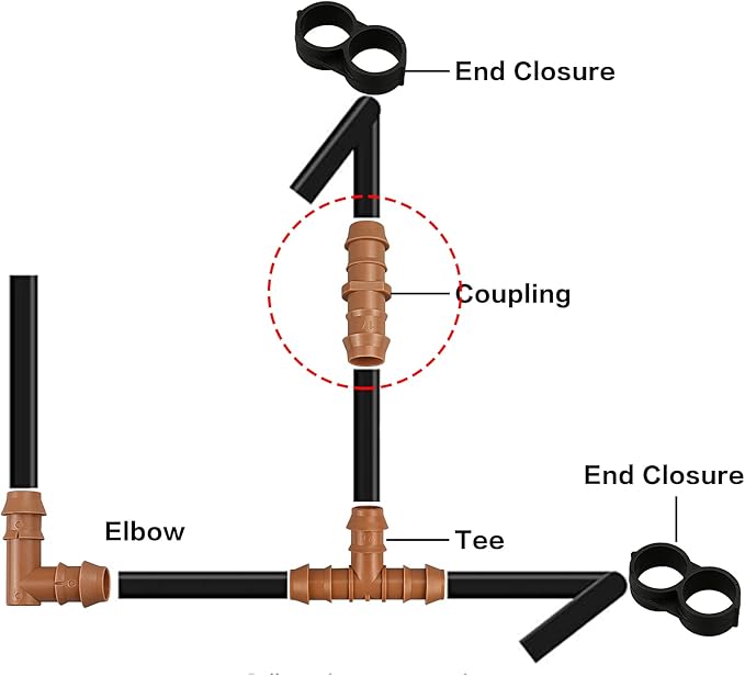 20 Pieces Drip Irrigation Fittings Coupling Connectors for 1/2" Tubing, Drip Barbed Couplers for 1/2 Inch Irrigation Tubing (0.600" ID), Drip Line Couplings for Drip Sprinkler Garden Systems