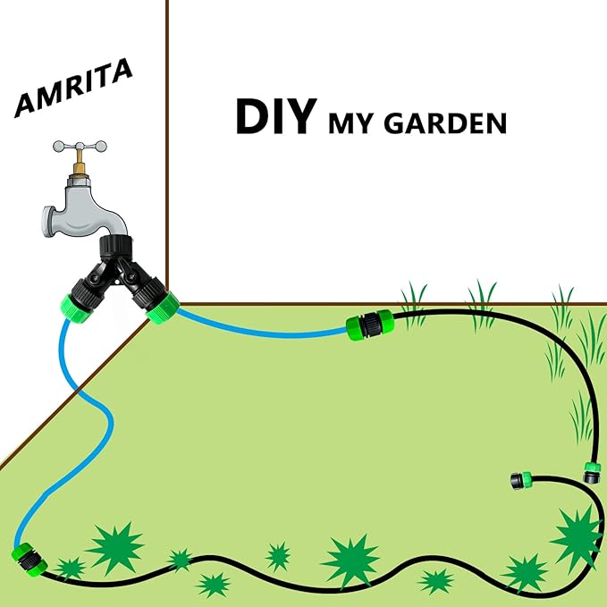 AMRITA Fitings for 1/2" Soaker Hose and Garden Hose, Female Connector& Male Connector &Valves & Straight Connectors.(Fittings)
