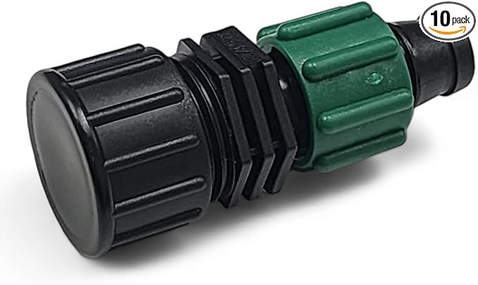 10-PACK USA MADE - PREMIUM Drip Tape Irrigation Tubing End Cap (5/8" or .625" - .645") Universal Perma-Loc Connector Barbed Locking Fitting - Fits All Brands 16mm Drip Tape AG Tubing