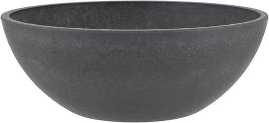 PSW Pot M30DC Collection Shallow Garden Bowl Low Planter for Succulents, Bonsai, Fairy Gardens, Herbs, 12-inch, Dark Charcoal