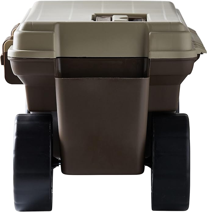 AMES 20213200 Rolling Lawn & Garden Storage Cart for Storing Tools & Cleaning Supplies, Lid Doubles as Seat, 225 lb. Weight Capacity