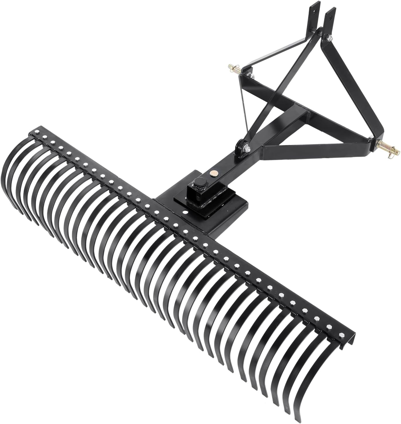 VEVOR Tow Behind Dethatcher, 60-inch Tow Dethatcher with 32 Steel Tines, 3-Point Lawn Dethatcher Rake with Attachments for Tractor, Landscape Rake for Garden, Farm, Grass