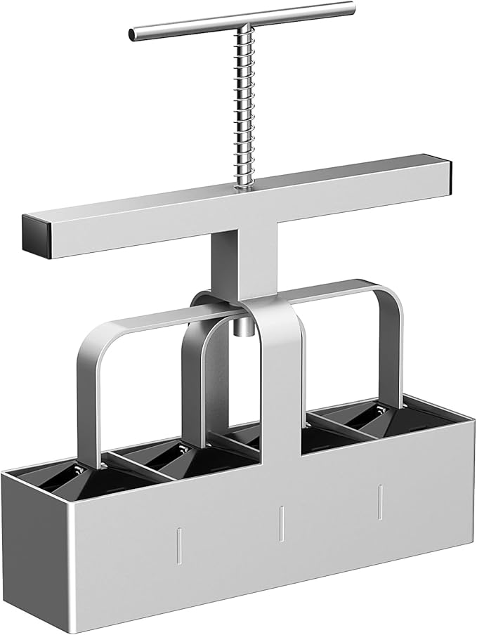 Soil Blocker, 4 Cell Hand Held Soil Blocker Come, 2 Inch Molds Soil Blocking Tool for Seeding, Germination,Grow Seedling，Stainless Steel Material