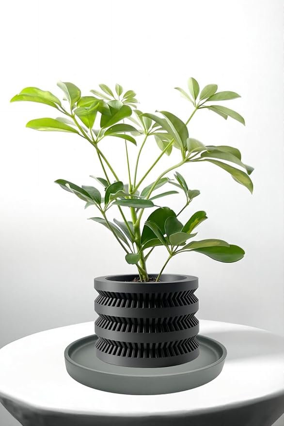 2 Pack Ceramic Plant Saucer Pot Tray 6 Inch, Planter Saucers 4 5 6 7 8 9 10 11 12 13 Inch for Indoors Outdoor, Durable Sturdy Flower Drainage drip Water Tray for Glazed Pots Base (6.4 Inch-Grey)