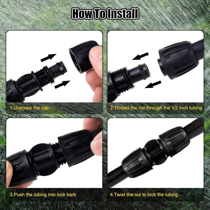 12pc 1/2 inch Irrigation Fittings Coupling,ANTI-DROP Lock Barbed Coupling For (1/2" ID x0.6-0.63" OD) Drip Tubing Drip Irrigation Fittings