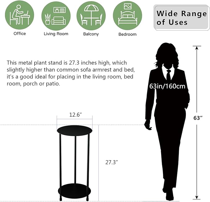 2 Tier Metal Plant Stands for Indoor Outdoor,Modern Plant Stand Indoor,Metal Flower Potted Plant Holder Plants Display Rack,Rustproof Corner Flower Pot Stands,Garden,Patio,Living Room,Corner,Office