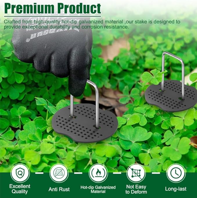 8 Inch 11 Gauge Galvanized Landscape Staples Stakes with Gaskets for Decoration, 25/50/100pcs Garden Metal Stakes for Weed Barrier Fabric, Fence Stakes, Tent Stakes(8in,100pcs)