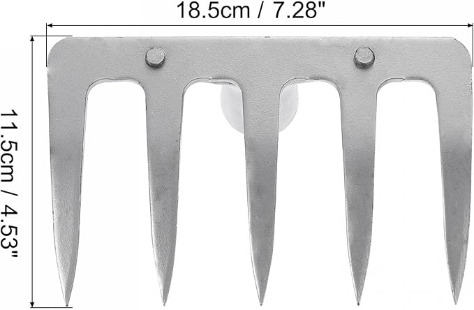 uxcell 5 Teeth Garden Rake Head, Galvanized Manganese Steel Stone Rake for Garden Farm Backyard Without Handle Hard Rake Head Only, Silver Tone