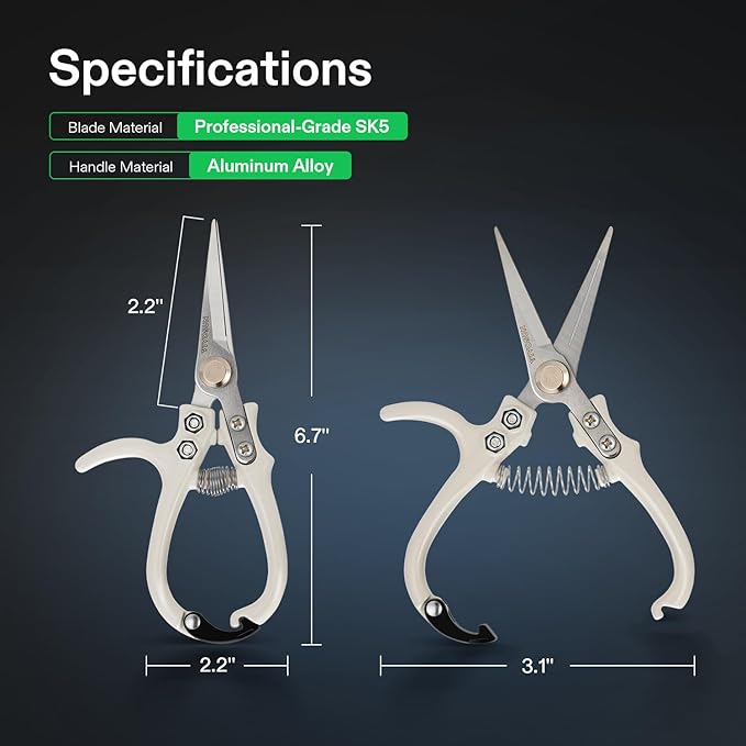 VIVOSUN Pruning Shears for Gardening, Lightweight Plant Pruners for Gardening, Garden Scissors for Cutting Flowers, Trimming Branches, Indoor Plant Scissors, Stylish Q-Shaped Garden Tools for Women