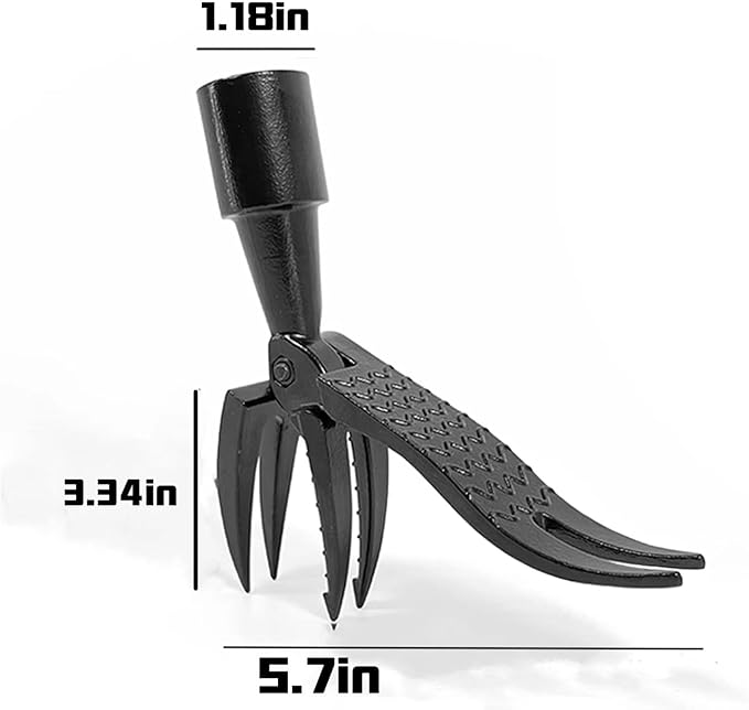 High Hardness Weed Pulling Tool - Manual Stand Up Weed Puller Tool Head Replacement - 4-Claw Steel Head Design, Black