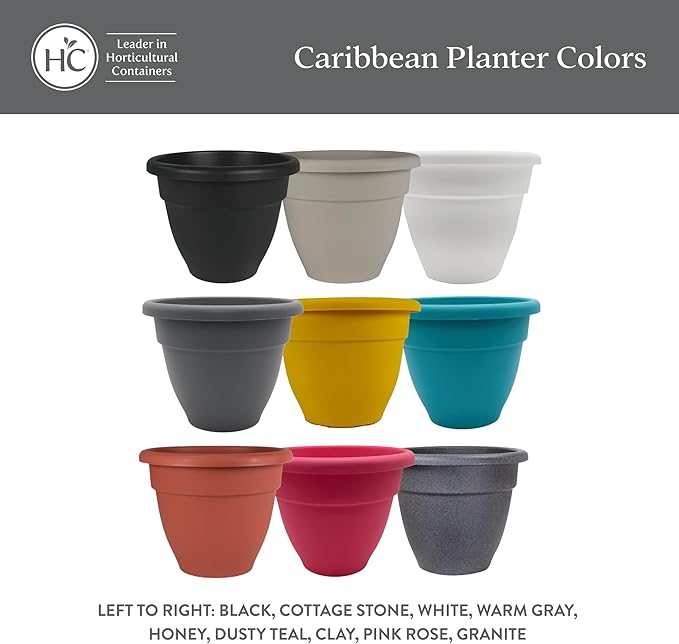 The HC Companies Caribbean Planter Pot - Outdoor & Indoor Plant Pot with Drainage Hole & Plug - Rolled Rim Plastic Pots for Plants & Flowers - Decorative Plant Pot (6" Clay, Pack of 4)