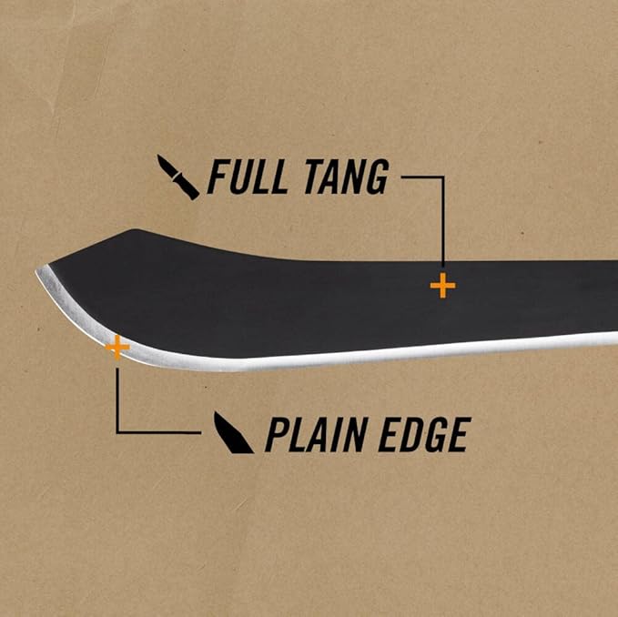 Gerber Gear Gator Bolo 22" Gardening Machete, Full Tang Knife with Plain Edge, Gator Grip and Protective Sheath