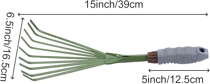 5 PCS 9 Teeth Garden Hand Rake, Small Hand Fan Rake with Non Slip Grip, Thicken Hand Rake Garden Tool for Gardening, 15.4 x 6.3 x 1.7 Inch