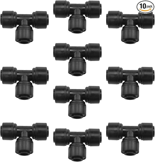 1/4 "Drip Tee Connector 1/4 "(6.35mm) Drip Irrigation Pipe Quick Connection for Irrigation Pipe Drip Irrigation or Sprinklers 10PCS