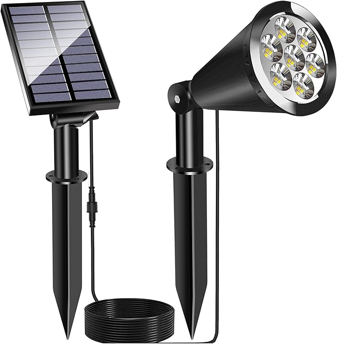 Solar Spot Lights for Ooutside Waterproof Solar Landscape Lights Dusk to Dawn, 2-in-1 Solar Spotlight Solar Powered Accent Lights for Garden Porch Walkway Patio(1 Pack)
