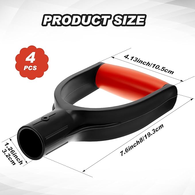 Kathfly 4 Pcs Shovel D Grip Handle 1-1/4" Inner Diameter 32mm Snow Shovel Handle Replacement Camp Scoop Grain Shovel Hand Protect Garden Raking Accessories Tools for Gardening Raking Digging