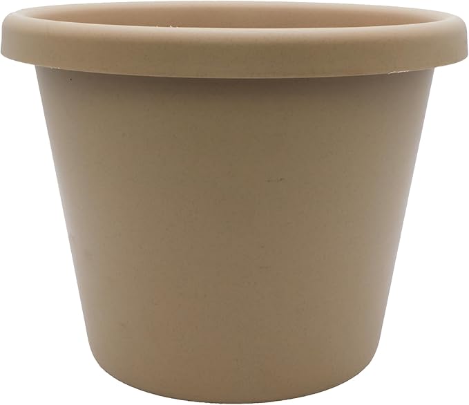 The HC Companies 17 Inch Round Classic Planter - Plastic Plant Pot for Indoor Outdoor Plants Flowers Herbs, Sandstone