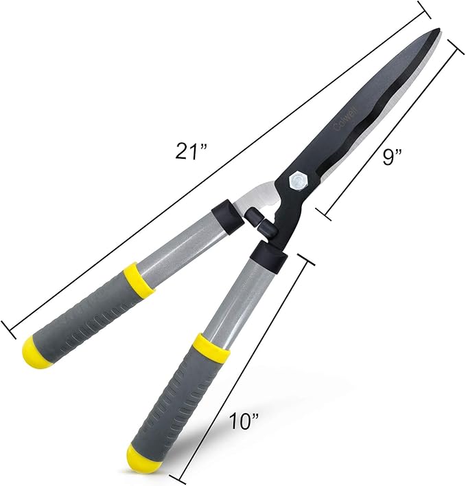 Colwelt Hedge Clippers 21'', Hedge Shears for Trimming Borders, Boxwood, and Bushes, Hedge Gardening Shears with Carbon Steel Sharp Blades & Ergonomic Comfortable Handle