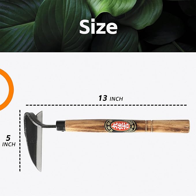 Japanese Weeding Sickle Hoe, Sickle Garden Tool Hand Grass Sickle, Weeding Tool for Gardening with High Carbon Sharp Steel Blade Edge for Cutting Grass,Digging Quick Work (Japanese Garden Hoe)