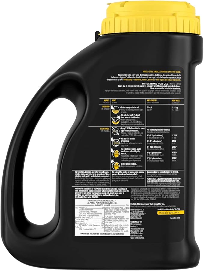 Miracle-Gro Performance Organics All Purpose Plant Nutrition Granules - 2.5 lb., All-Purpose Plant Food for Vegetables, Flowers and Herbs, Feeds up to 240 sq. ft. (Pack of 2)