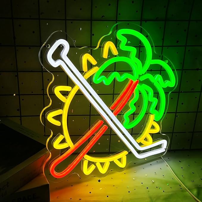 Coconut Trees Neon Sign Palm Tree Neon Light Up Sign Sun Neon Light for Wall Decor Ice Hockey Neon Sign for Bedroom Bar Man Cave Party Decor Birthday Gifts USB Powered,Size13.5*12.5inch(JWD028)