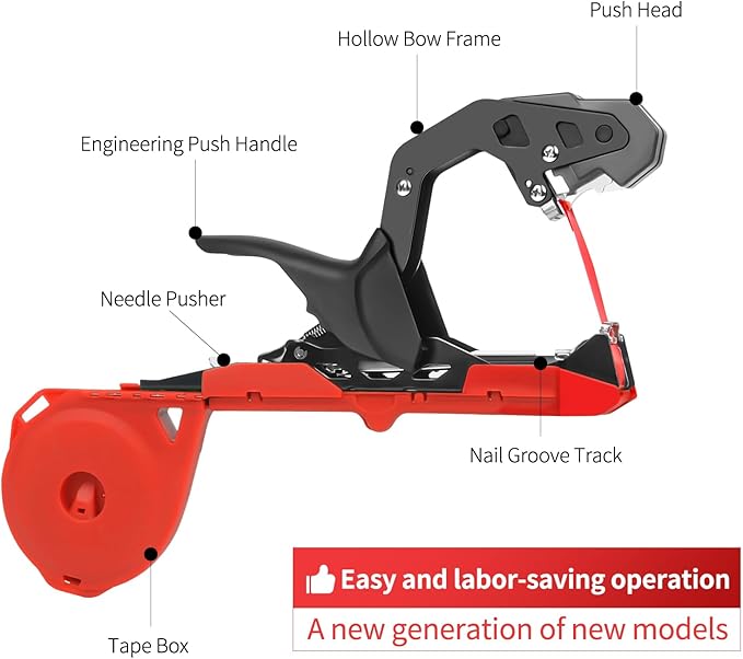 SWANSOFT Plant Tying Machine, Lightweight Plant Vine Tying Tape Machine Tool, Plant Tape Gun for Tomatoes, Grapes and Vegetable Garden, Come with 10000pcs Staples 10 Rolls Tape (Red)