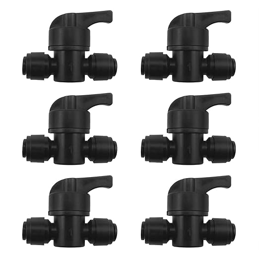 Drip Irrigation System Close Ball Valve 1/4 "x 1/4" OD Water Shut Off Valve Start Backflush Permeable System Black 6PCS