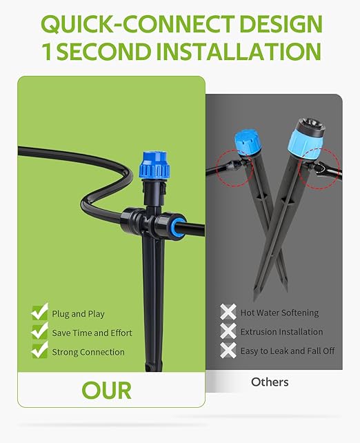 HIRALIY 118FT Greenhouse Mist Drip Irrigation Kit, Hanging Plant Watering, Garden Watering System with 1/4" Blank Tubing and Misting Nozzles, Quick Connector Design Automatic Irrigation System