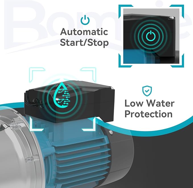 1.2 HP Smart Control Booster Jet Pump, 1200 GPH 115V Stainless Steel Shallow Well Pump with Automatic On/Off for Home, Garden, Farm Irrigation, and Sprinkler Systems, Enhanced Water Pressure