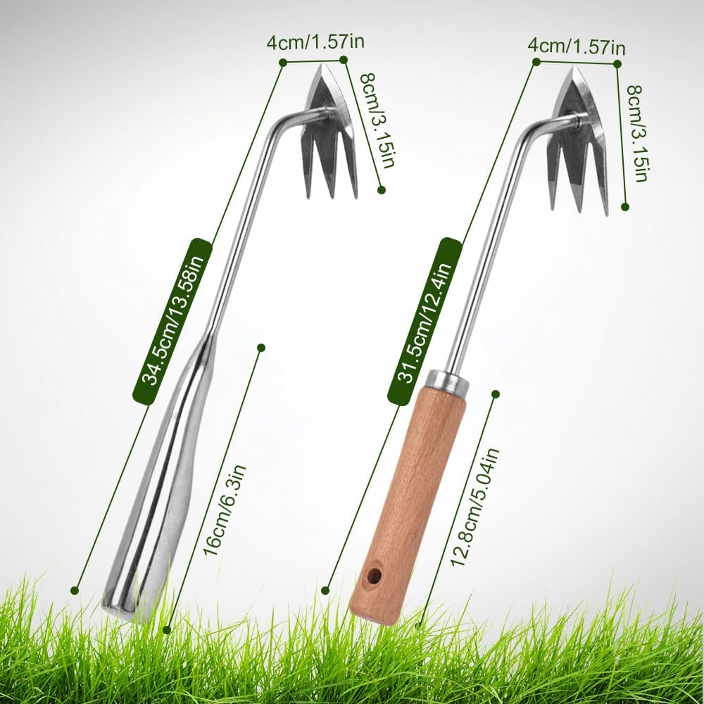 Manual Weed Remover Tool for Lawn and Garden, 2025 New Weeding Artifact Uprooting Weeding Tool,Weed Puller Tool 3 Tooth Manganese Steel for Gardening Backyard Farm (13in)