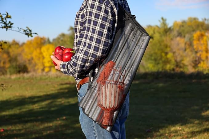 21ft Reaching Fruit Picker with Lightweight Rigid Pole – Patented Compact Foldable Design with Twist on Head – 2 in 1 Combo Pack – MESH Carrying Bag Included