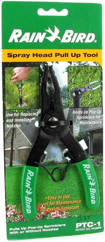 Rain Bird PTC1 Spray Head Pull-Up Tool for Pop-Up Sprinklers & 12DSH Dual Spray Nozzle, 180° Half Circle Pattern, 9' - 12' Spray Distance
