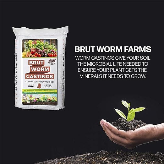 Brut Organic Worm Castings – 12 LB – Garden's Elixir for Thriving Blooms & Harvests!