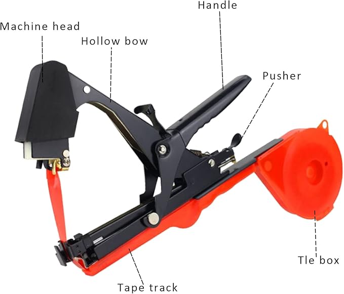 Plant Tying Machine,Plant Vine Tying Machine Tool with 10000pcs Staples 20 Rolls Tape Plant Tape Gun for Grapes,Raspberries,Tomatoes,and Vining Vegetables Tying Tool （Black）