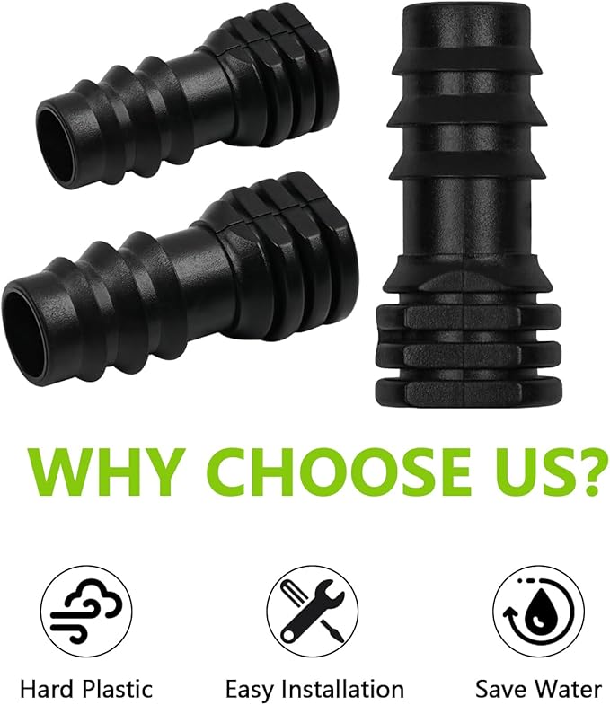 13 Pcs Drip Irrigation Fittings End Cap 1/2 Inch, In-Line Barbed Plug End Connector For 1/2 Inch Drip Tubing 13mm ID Drip Line End Parts For Garden Irrigation Systems