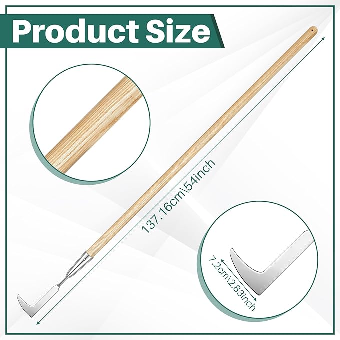 Lothee Garden Long Handle Crack Weeder 54 Inch Stainless Steel Crevice Weeding Tool L Shaped Weed Puller Tool Weed Remover Tool Long Handled Manual Weeders for Lawn Yard Patio Gardening Grass Cutter