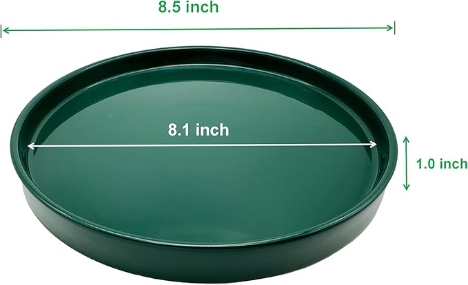 2 Pack Ceramic Plant Saucer Pot Tray 8 Inch, Planter Saucers 4 5 6 7 8 9 10 11 12 Inch for Indoors Outdoor, Durable Sturdy Flower Drainage Tray for Glazed Pots Base (8.5 Inch Green)