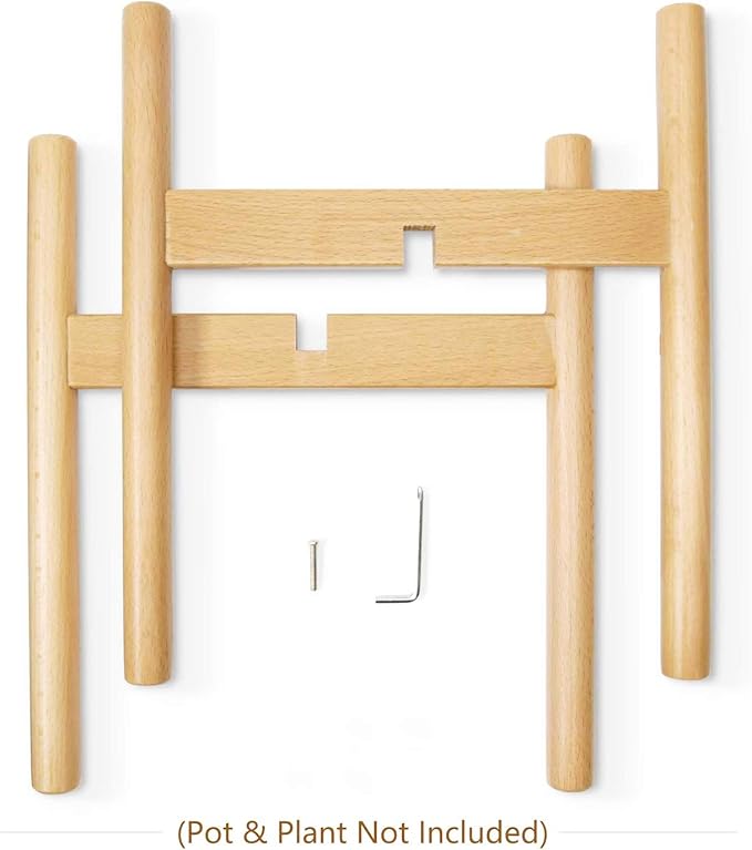 Mkono Plant Stand Mid Century Wood Flower Pot Holder (Plant Pot NOT Included) Modern Potted Stand Indoor Display Rack Rustic Decor, Up to 10 Inch Planter, Natural