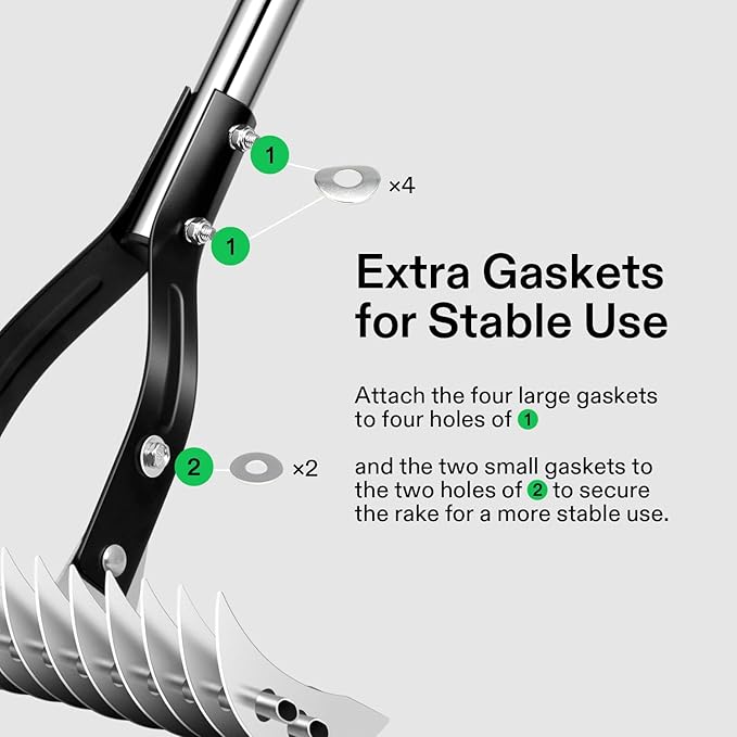 VIVOSUN 15" Thatch Rake, 15" x 70" Lawn Thatching Rake, Sturdy Dethatcher Rake, Efficient Steel Metal Rake with Handle, Durable Adjustable Head for Removing Dead Grass and Clippings, Loosening Soil