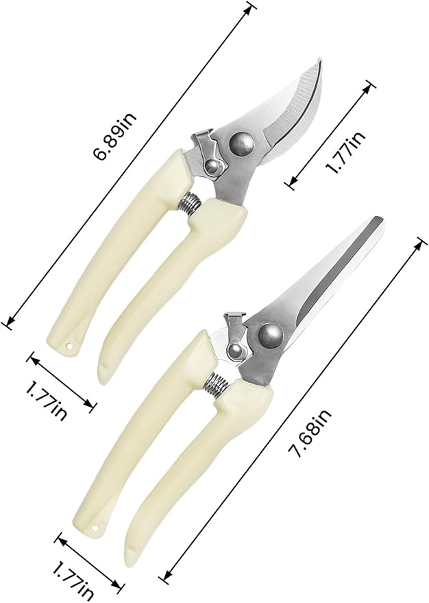 GROWNEER Pruning Shears 2PCS Stainless Sharp Garden shears with 6PCS 1/4 inches Clear Floral Tape Bypass Straight Gardening Clippers for Plants Planters Fruits Trees Fresh Flowers
