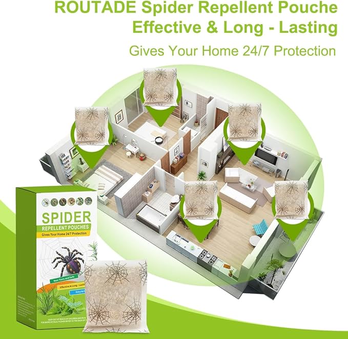 15 Pack Natural Spider Repellent Indoor Use Made with Plant-Based Ingredients, Powerful Spider Repellent Pouches for House Garage to Get Rid of Spiders Outdoor Indoor, Easy to Use, Safe & Non-Toxic