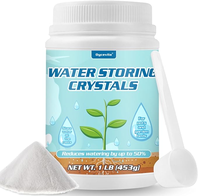 1LB Water Storing Crystals for Plants with Spoon, Water Gel Solves Plant Over-Watering and Drought Problems, Keeps The Soil Moist, Small Water Storing Polymer Crystals for Plants Powder - by Oycevila