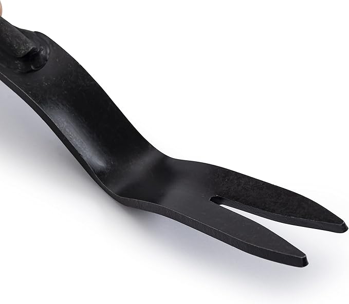 Barebones Dandelion Weeding Fork - Gardening Hand Tools - Japanese Hand Weeder, Weed Puller, and Weed Remover Tool (Walnut/Black)