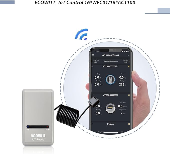 ECOWITT Smart Watering Timer Kit GW1208, Includes WFC01 Sprinkler Timer and GW1200 IoT Gateway, 915 MHz