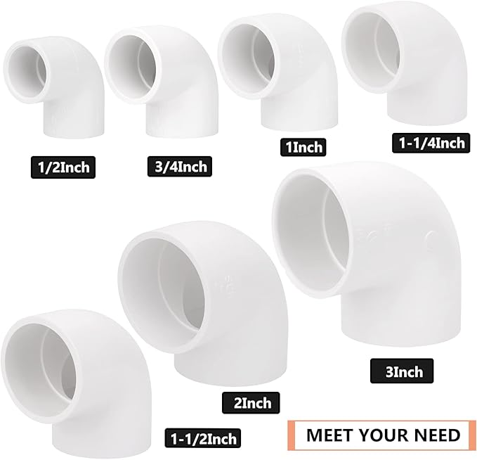 20 Pack 1/2" 90 Degree Elbow Pipe Fittings 2 Way Right Angle PVC Pipe Fitting, Furniture Build Grade SCH40 (Socket x Socket) 1/2" PVC Fitting Connectors for DIY PVC Shelf Garden Support Structure