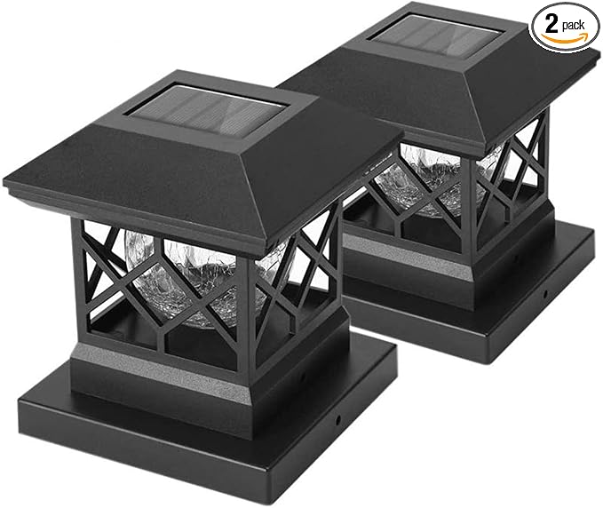 TWINSLUXES Solar Cap Lights Outdoor - Waterproof LED Fence Solar Lights for 3.5x3.5/4x4/5x5 Wood Posts in Patio, Deck or Garden Decoration 2 Pack