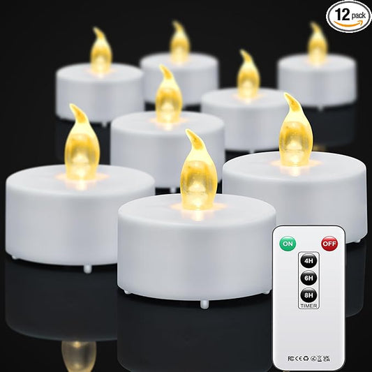 Tea Light Candles with Remote Control,50pack Flickering Flameless LED Candle,Long Lasting 400+Hours,Battery Operated with Timer for Home Decoration Seasonal &Festival Celebration WarmYellow