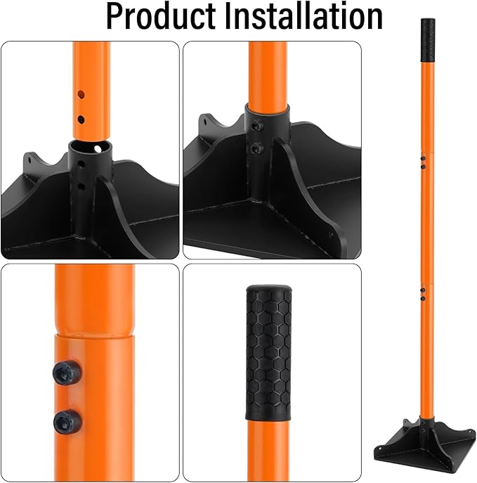 Suranew Soil Tamper Tool with 56 inch Handle 8"x8" Garden Heavy Duty Ideal Tool for Ground and Garden Compaction