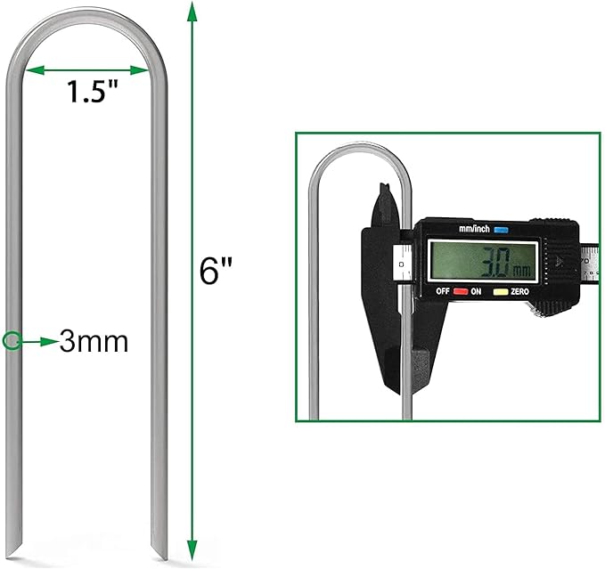 AAGUT 16 Pack Garden Landscape Staples 6 Inch Soaker Hose Stakes 11 Gauge Drip Line Irrigation Stakes Water Hose Hooks Galvanized Lawn U Pins Sod Nails for Chicken Wire, Drip Tubing, Dog Fence